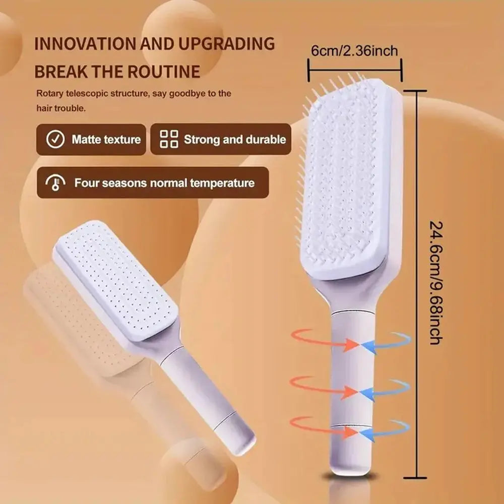 Self Cleaning Hairbrush Women Hair Brush One-key Cleaning Hair Loss Airbag Scalp Massage Comb Anti-Static Hairbrush