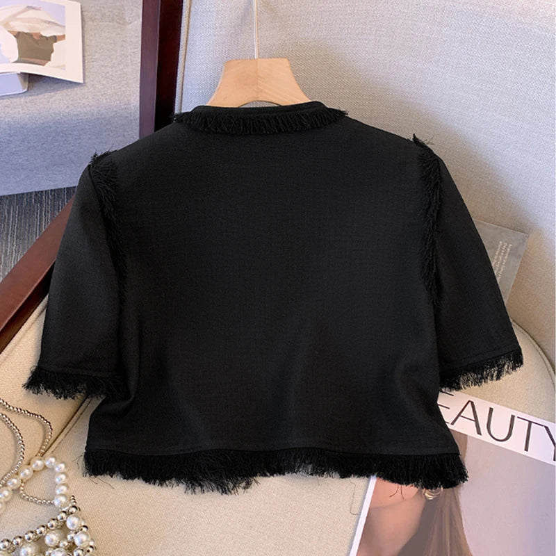 Women's clothing 2025 summer new style small suit tassel jacket and fashionable casual pants two-piece set for women