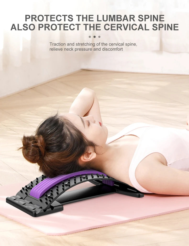 Back Stretcher Multi-Level Adjustable Massager Waist Neck Fitness Lumbar Cervical Spine Cervical Spine Support Massager Lying