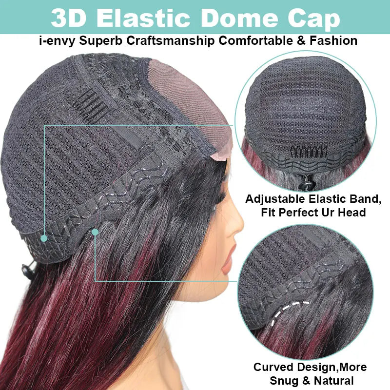 Burgundy Wear And Go Glueless Wigs Human Hair Body Wave Wigs For Women 4X4 Lace Closure Wig Ready To Wear Curly Human Hair Wigs