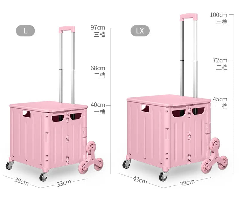 Eco-Friendly Foldable Cart - Lightweight Rolling Trolley with Telescopic Handle, for Groceries, Storage & Sustainable Shopping
