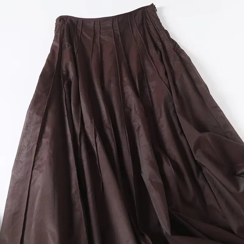 Women's clothing 2025 summer new products European and American fashion versatile minimalist design casual tulle skirt
