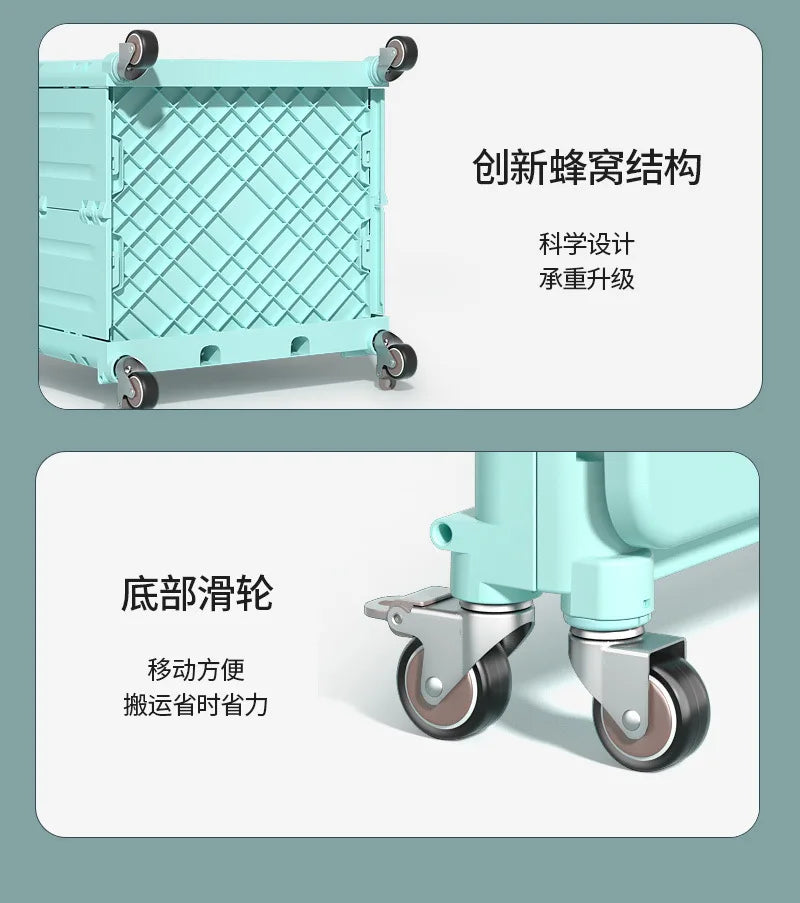 Eco-Friendly Foldable Cart - Lightweight Rolling Trolley with Telescopic Handle, for Groceries, Storage & Sustainable Shopping