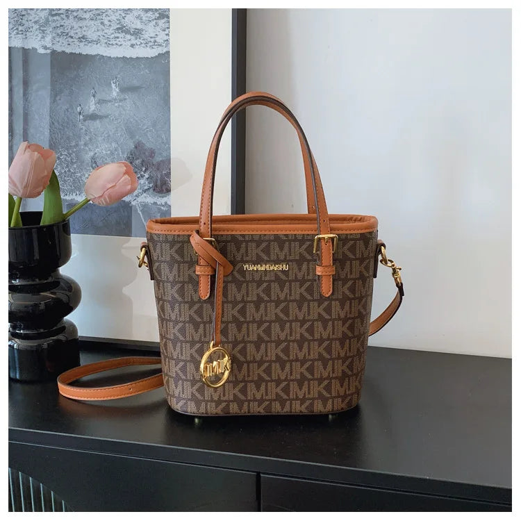 Luxury 2025 Vintage Print Bucket Bag - Premium Shoulder & Crossbody Purse with Detachable Strap, Fashion Designer Handbag