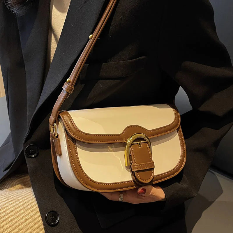 Luxury Square Bag for Women - French Stylish Top Handle Shoulder Purse, Elegant Minimalist Crossbody Handbag