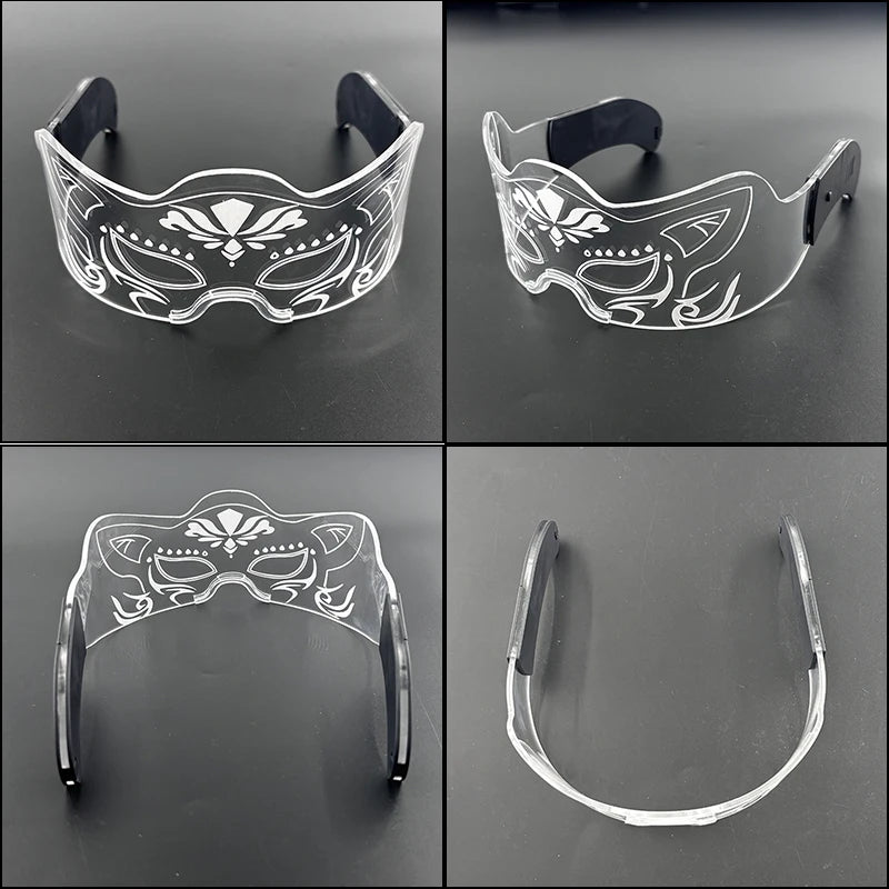 Acrylic LED Luminous Glasses Glow Party Glasses Neon Light Up Visor Eyeglasses DJ Bar Party Eyewear For Halloween Christmas