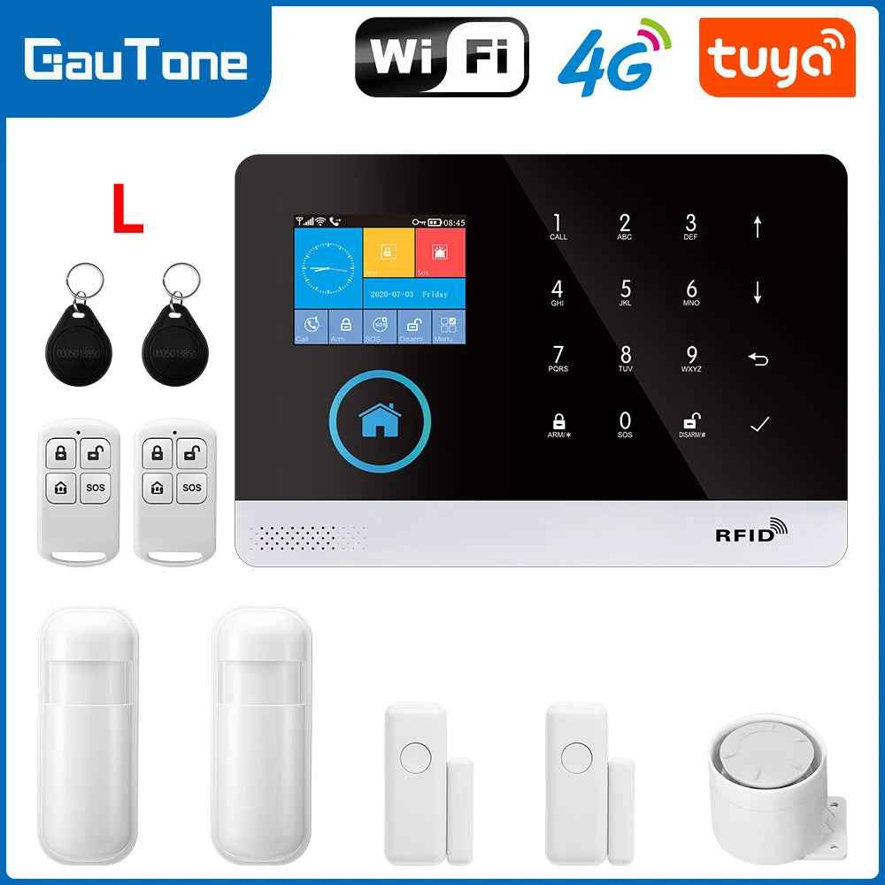 Smart Home Tuya GSM Alarm System 4G Wifi System for House Security Wireless with Door Sensor Smart Life APP Control for Alexa