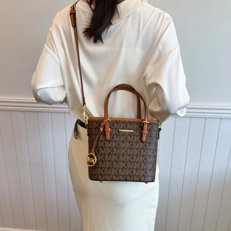 Luxury 2025 Vintage Print Bucket Bag - Premium Shoulder & Crossbody Purse with Detachable Strap, Fashion Designer Handbag