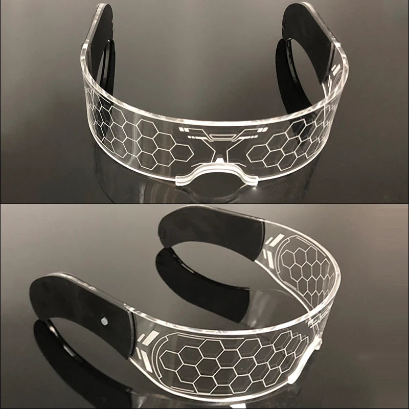 Acrylic LED Luminous Glasses Glow Party Glasses Neon Light Up Visor Eyeglasses DJ Bar Party Eyewear For Halloween Christmas