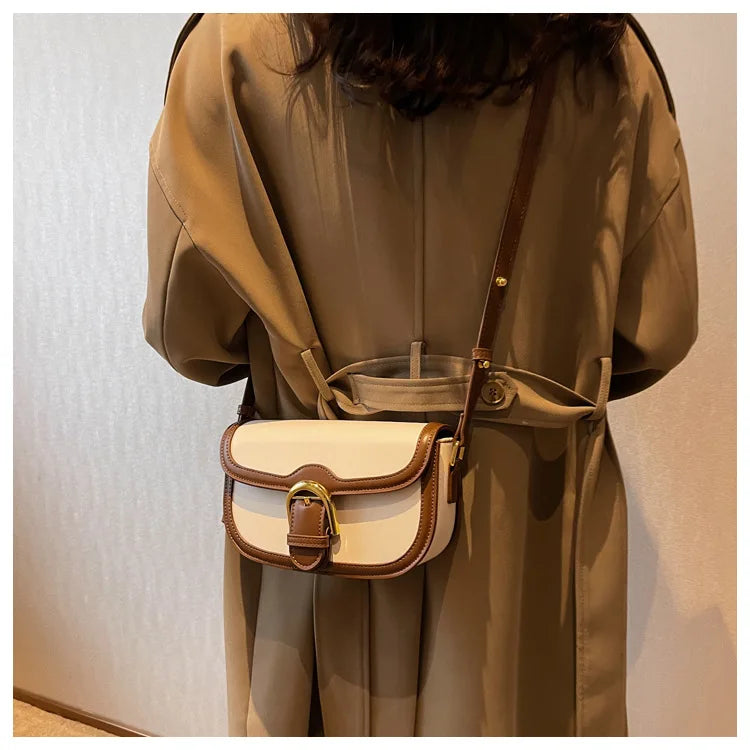 Luxury Square Bag for Women - French Stylish Top Handle Shoulder Purse, Elegant Minimalist Crossbody Handbag