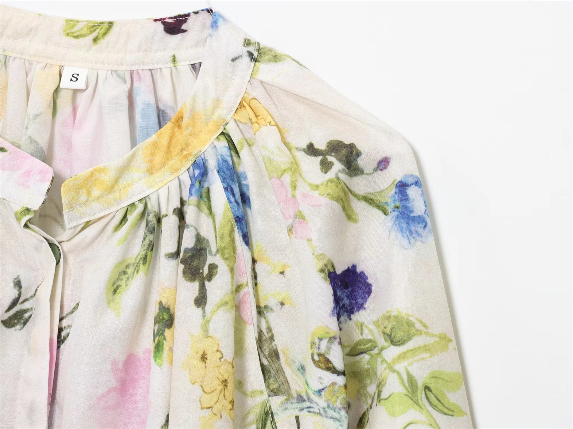 Ladies Printed Shirt New Women's Fashion Printed Long Standing Collar Casual Loose Round Neck Regular Fit Shirt