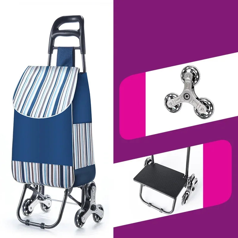Light Grocery Shopping Trolley Climbing Stairs Folding Trailer Household Outdoor Travel Hand Pull Shopping Cart