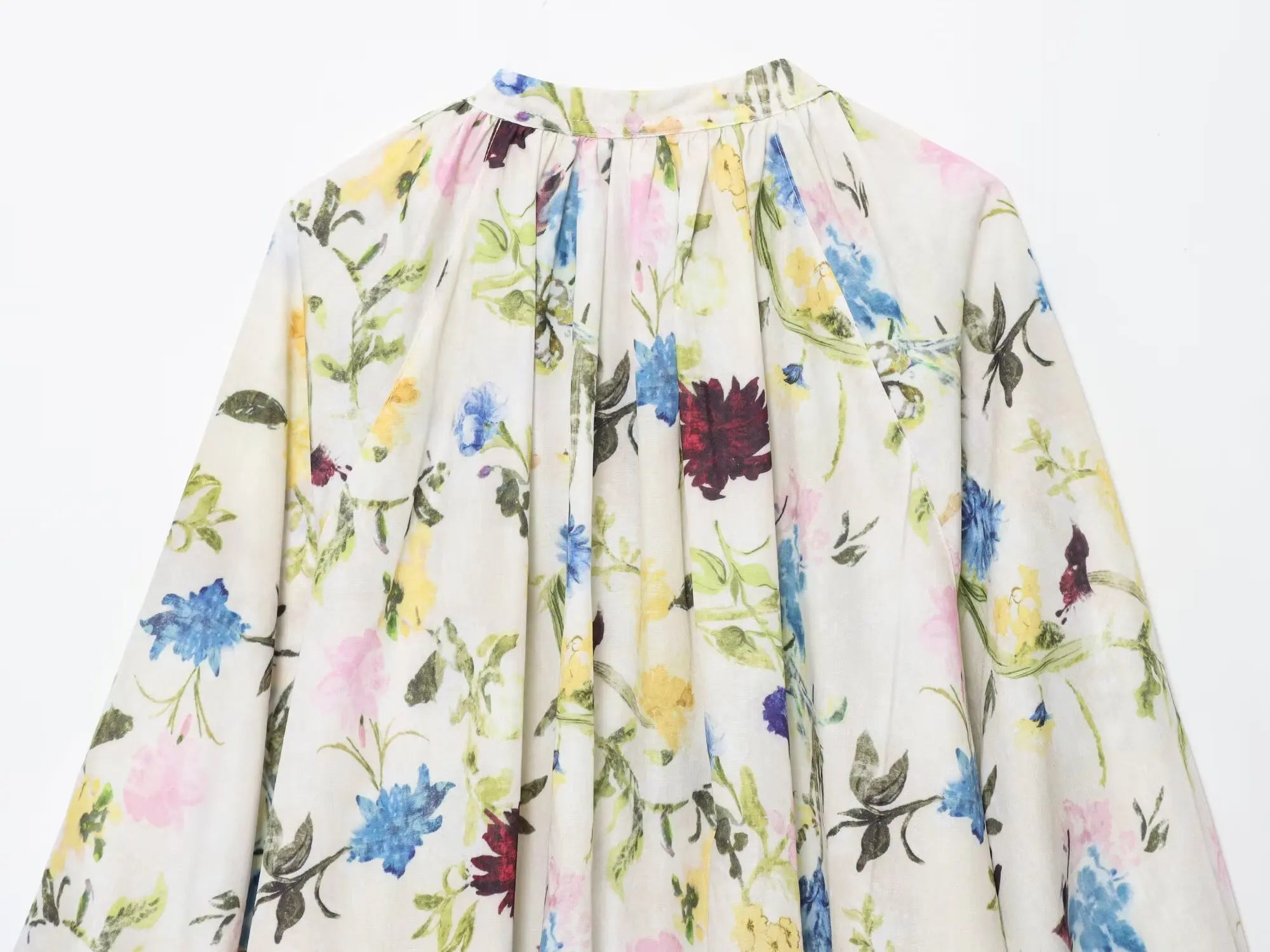 Ladies Printed Shirt New Women's Fashion Printed Long Standing Collar Casual Loose Round Neck Regular Fit Shirt