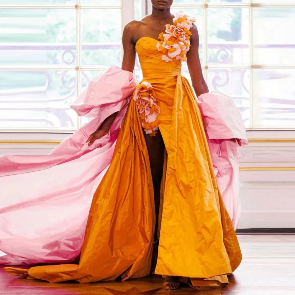 Elegant Luxury Pink Prom Dresses One Shoulder Ruffles Long Dress Exquisite High Quality Evening Party Gowns for Women Customized