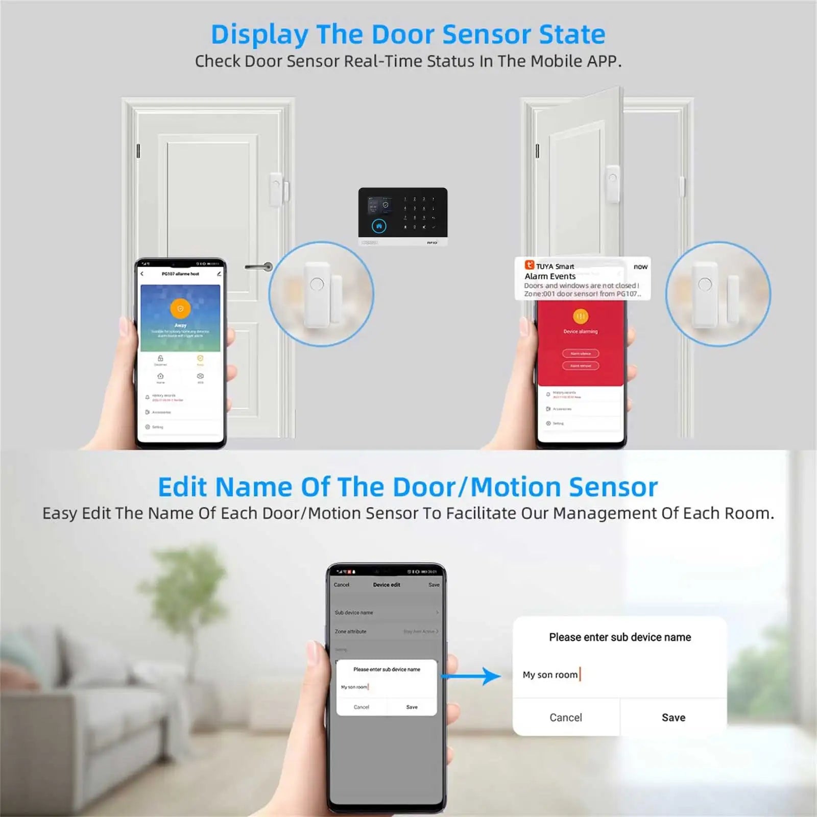 Smart Home Tuya GSM Alarm System 4G Wifi System for House Security Wireless with Door Sensor Smart Life APP Control for Alexa