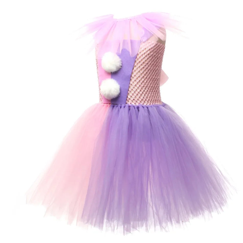 Halloween Costume For Kids Gray Girls Tutu Dress Kids Cosplay Scary Clown Costume Girl Carnival Masquerade Party Dress Up 2-12Y