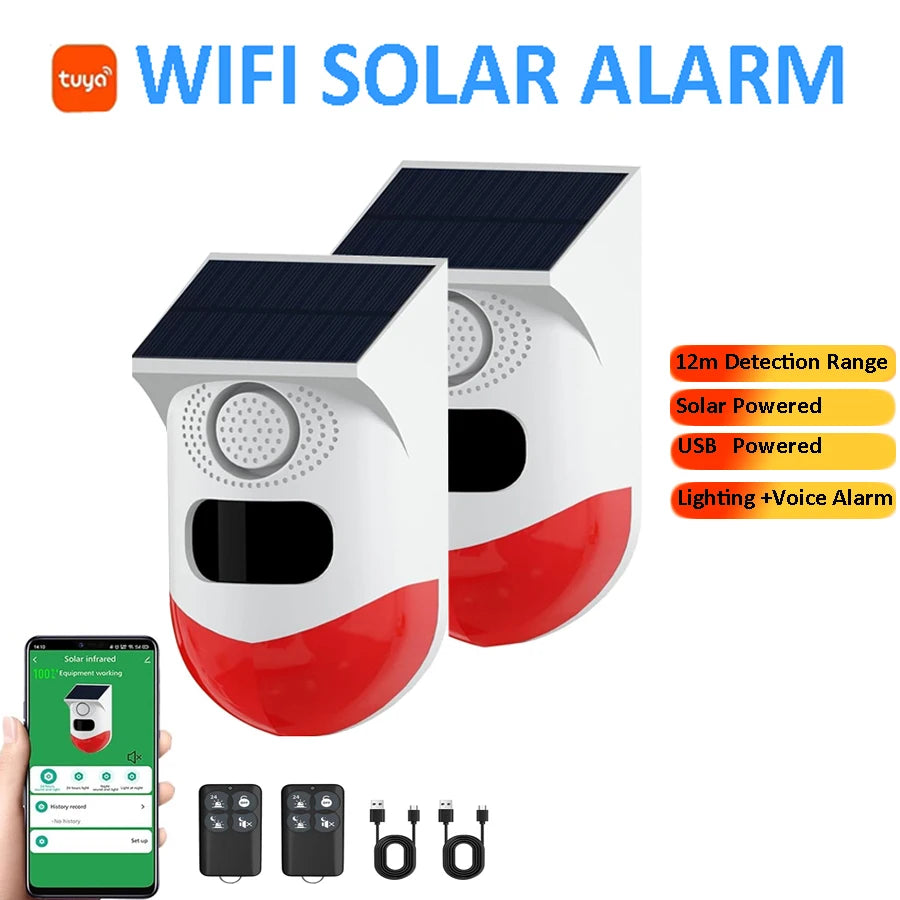 Smart Tuya Home Security WIFI APP Control PIR Sensor Alarm Detector Waterproof 120db Loud Sound Security Siren Strobe Light