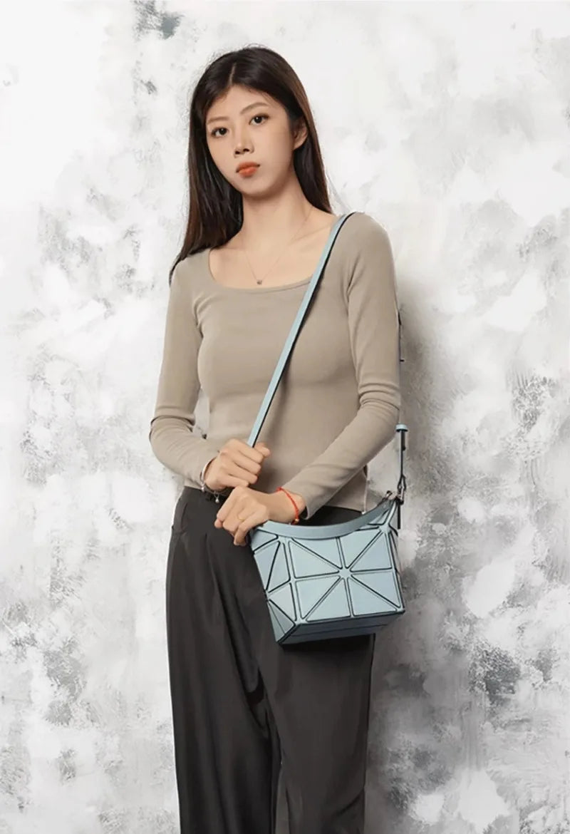 Luxury Designer Bucket Bags For Women 2025 New Geometric Patchwork Fashion Shoulder Bag High Quality Trend Exquisite Female Bags