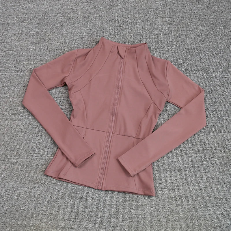 Women's Slim Fit Long Sleeve Sports Coat Yoga Shirt Breathable Fitness Top Pilates Thin Fast Running Clothing