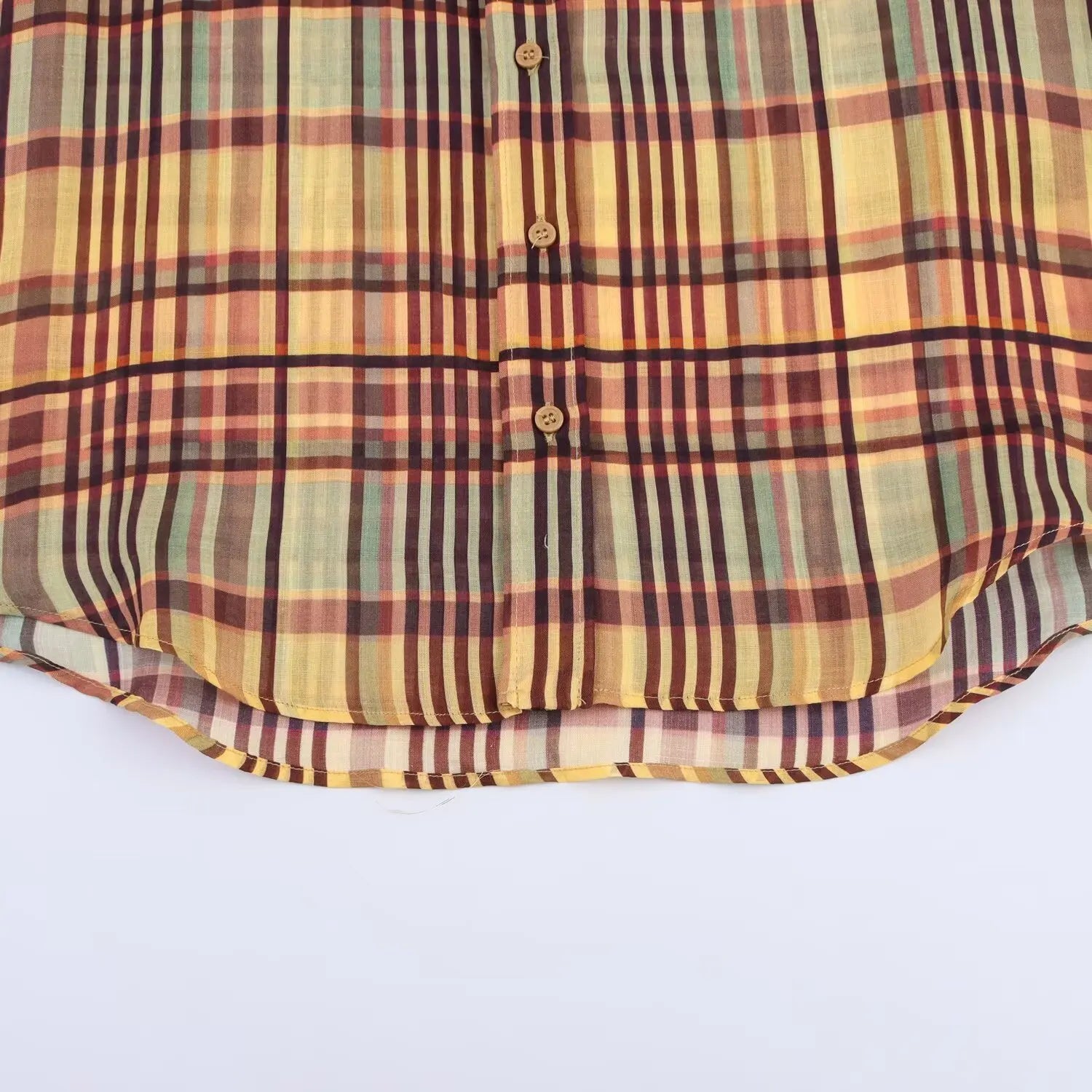 Ladies shirt 2025 new women's linen plaid shirt fashionable and elegant single-breasted design