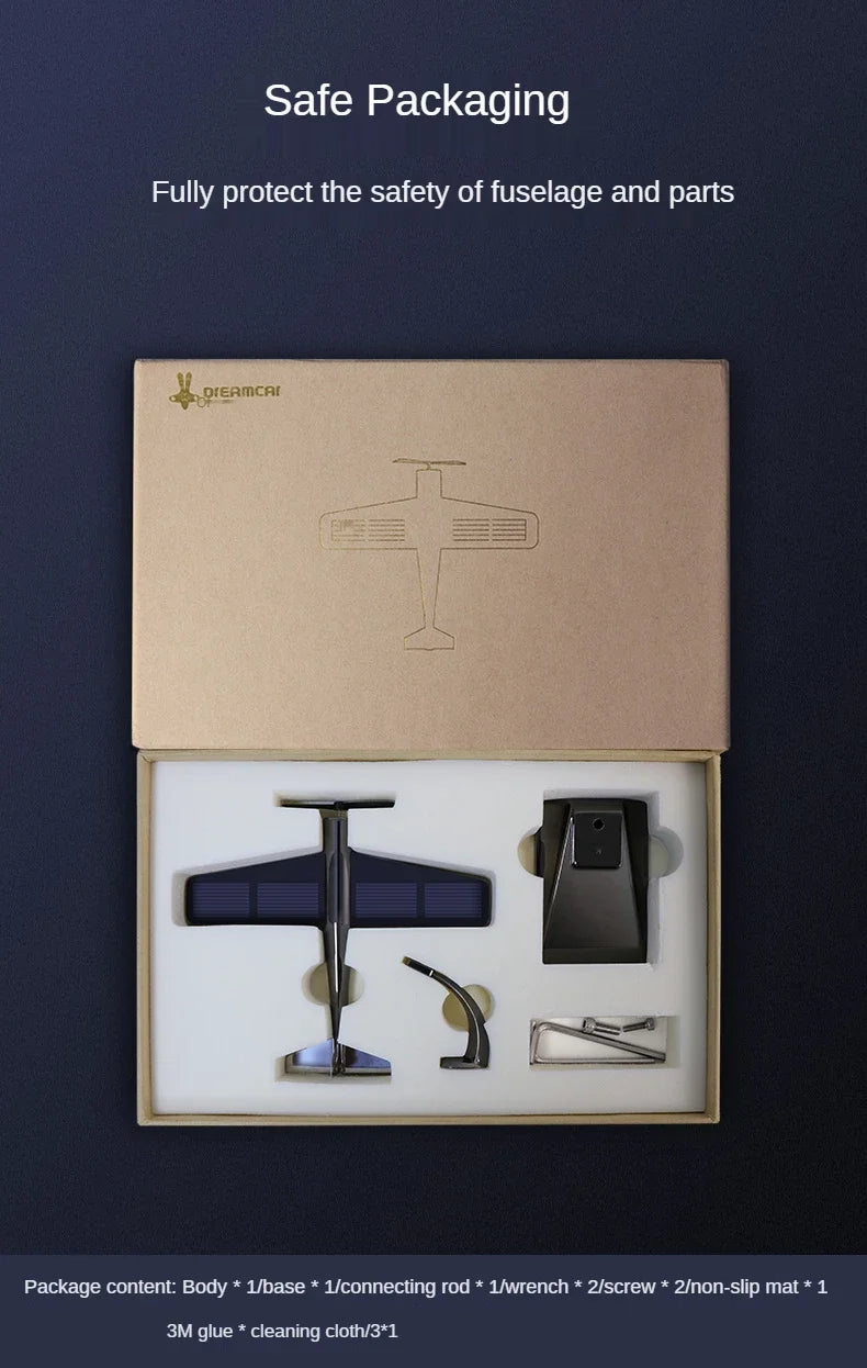Eco Friendly Solar Aircraft Model Decoration Charming Plane Ornament for Car Enthusiasts and Home Accents
