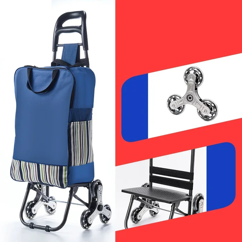 Light Grocery Shopping Trolley Climbing Stairs Folding Trailer Household Outdoor Travel Hand Pull Shopping Cart