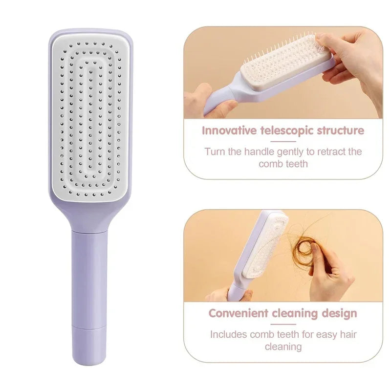 Automatic Cleaning Rotating Lifting Hair Comb Telescopic Massage Air Cushion Airbag Women's Anti-static Hair Comb