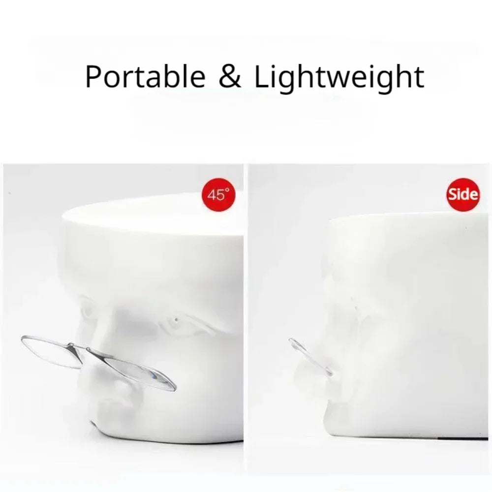 Nose Clip-on Reading Glasses Folding Legless Ultralight Keychain Glasses Men Women Mini Portable Presbyopic Glasses +1.0 To +3.0