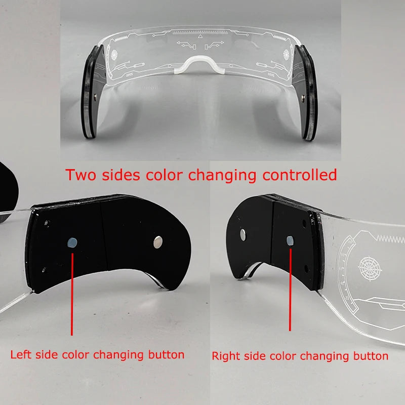 Acrylic LED Luminous Glasses Glow Party Glasses Neon Light Up Visor Eyeglasses DJ Bar Party Eyewear For Halloween Christmas