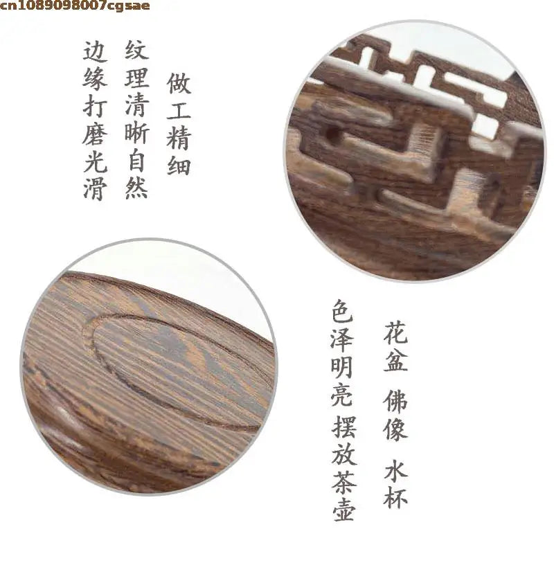 Eco-friendly Wooden Plant Stand Exquisite Carved Bonsai Holder Vase Flower Pot Sorting Table Shelf Home Decoration Wood Pedestal