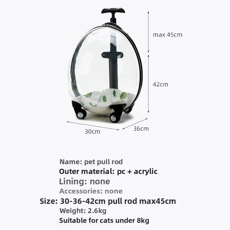 Pet Transparent Trolley Case Cat Dog Travel Convenient Portable Large Capacity Cart Ventilate Pet Carriers Supplies Accessories