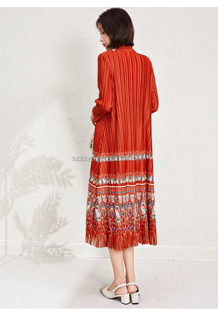Ladies Dresses 2025 Elegant Casual Dresses Miyake Pleated Dresses