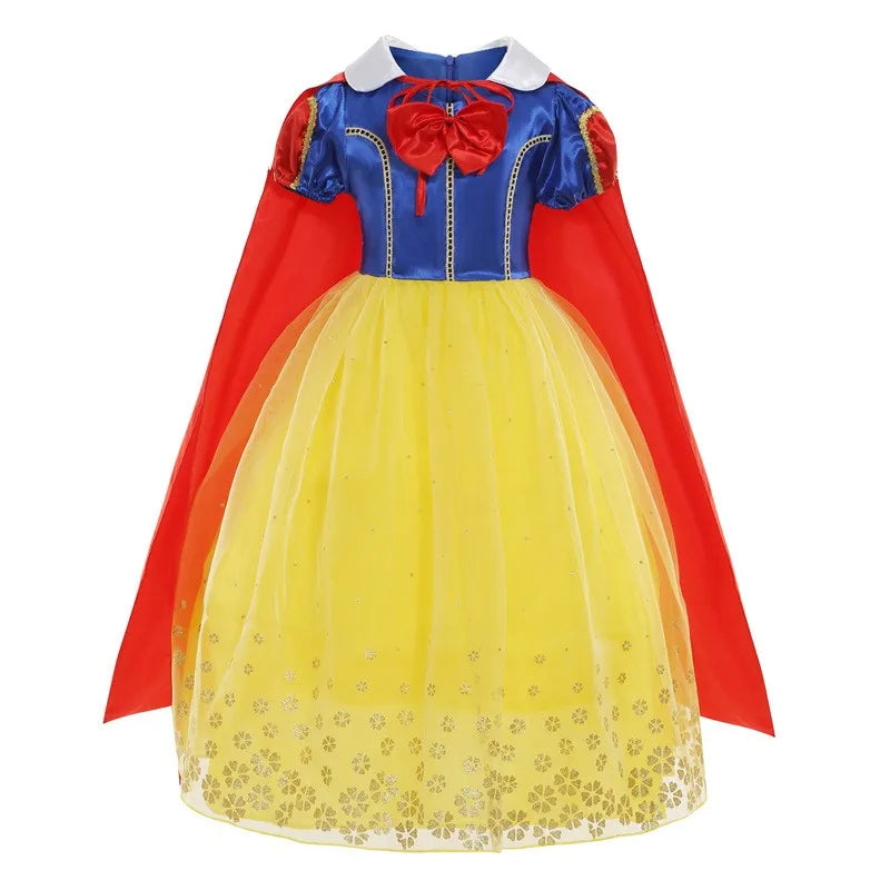 Halloween Costume for Kids New Girls Snow White Vestidos Infantil Menina  Red Cape Mesh Puff Outfits Children's Party Dress