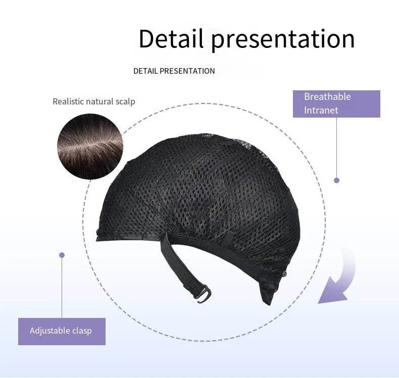 Wig female brown highlights medium long curly synthetic high temperature silk mechanism full head set wig