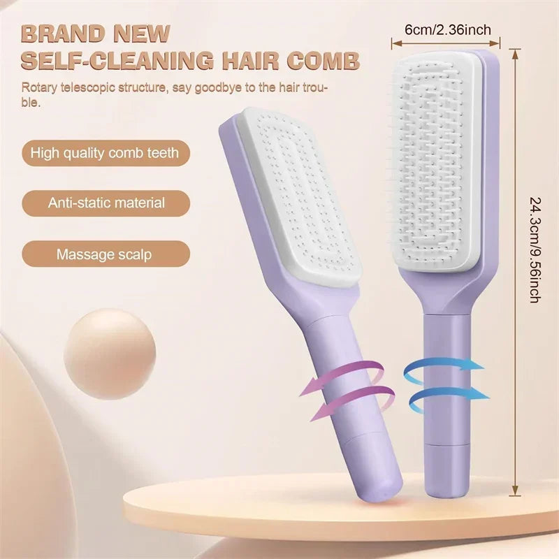 Automatic Cleaning Rotating Lifting Hair Comb Telescopic Massage Air Cushion Airbag Women's Anti-static Hair Comb