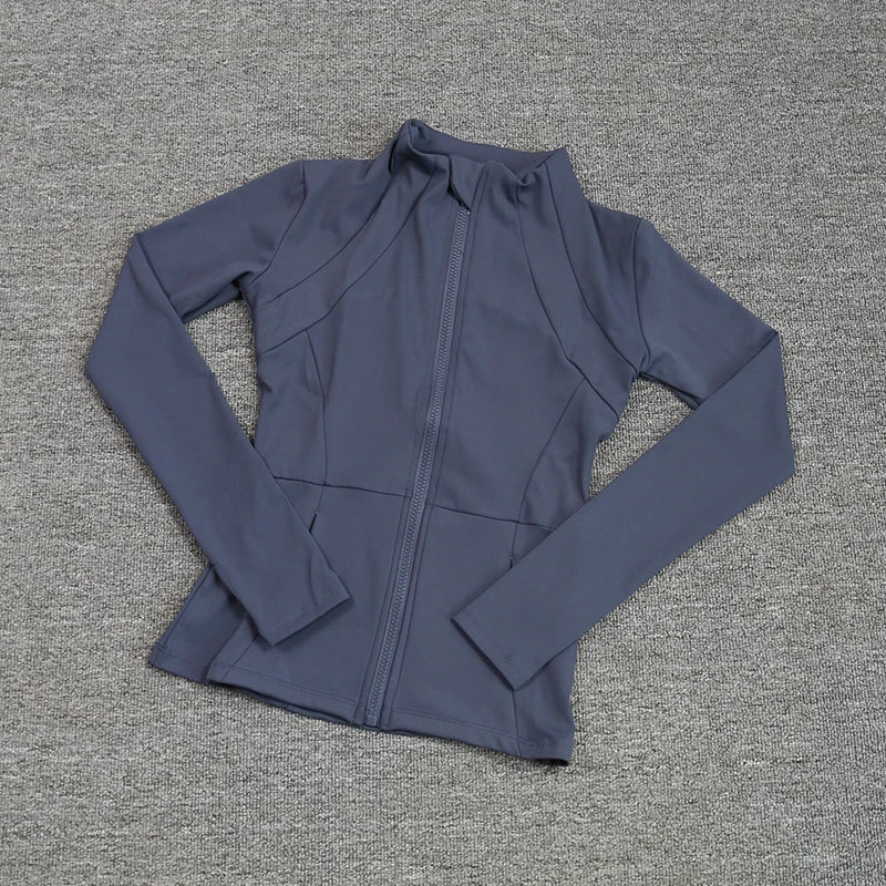 Women's Slim Fit Long Sleeve Sports Coat Yoga Shirt Breathable Fitness Top Pilates Thin Fast Running Clothing