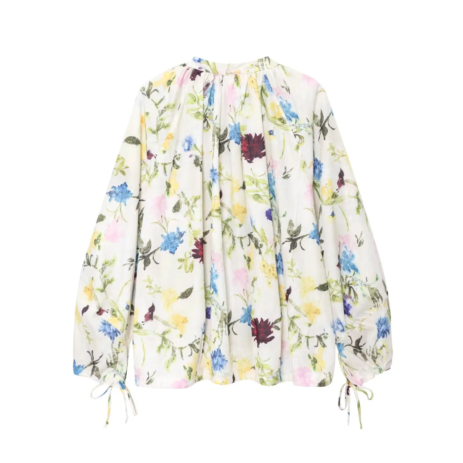 Ladies Printed Shirt New Women's Fashion Printed Long Standing Collar Casual Loose Round Neck Regular Fit Shirt