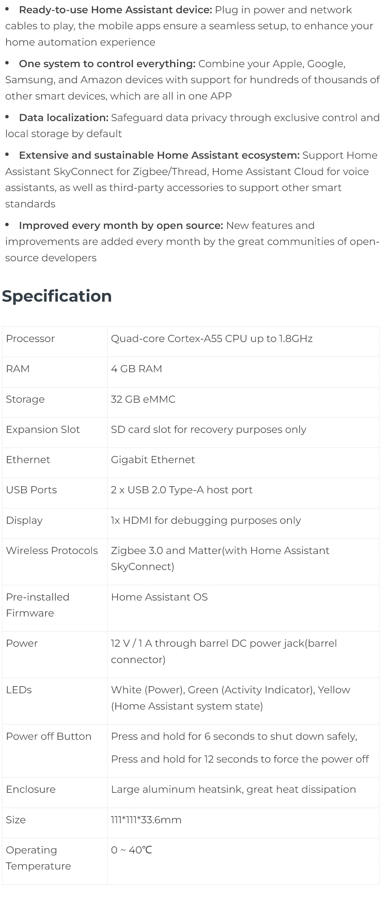 Home Assistant Green Smart Homekit 4GB RAM 32GB eMMC the easiest and most privacy-focused way to automate your home