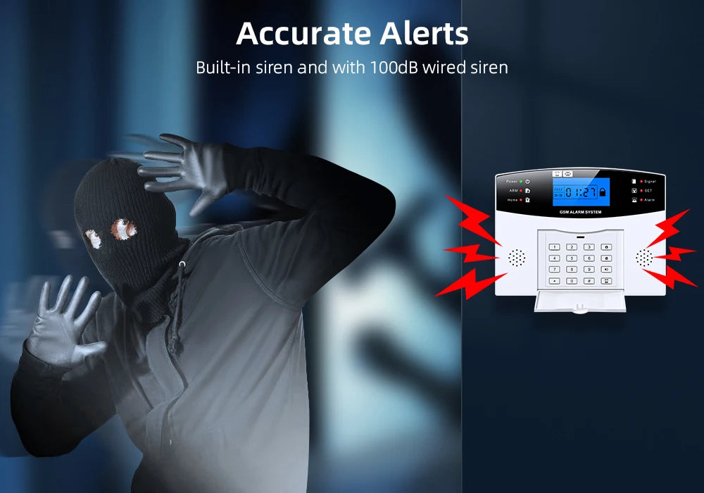 GSM WiFi Smart Alarm System, Wireless DIY Smart Home Security System With APP Control,Works with Alexa,for Houses,Apartments