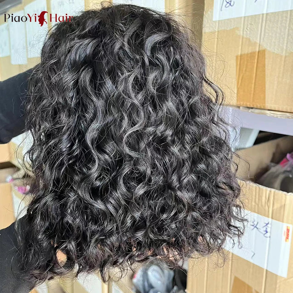 Glueless Wigs Human Hair Water Wave Bob Wig Human Hair 100% Ready to Wear Curly Wave Human Hair Wigs 4X4 Lace Bob Top Quality