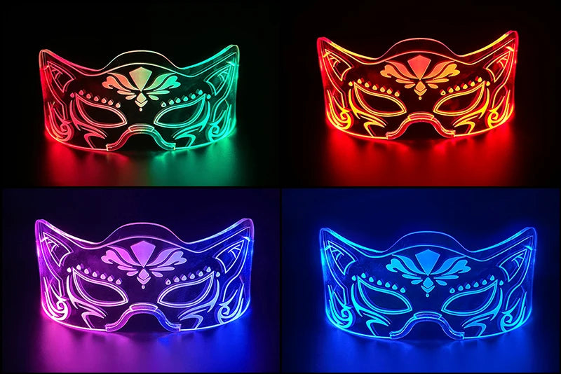 Acrylic LED Luminous Glasses Glow Party Glasses Neon Light Up Visor Eyeglasses DJ Bar Party Eyewear For Halloween Christmas