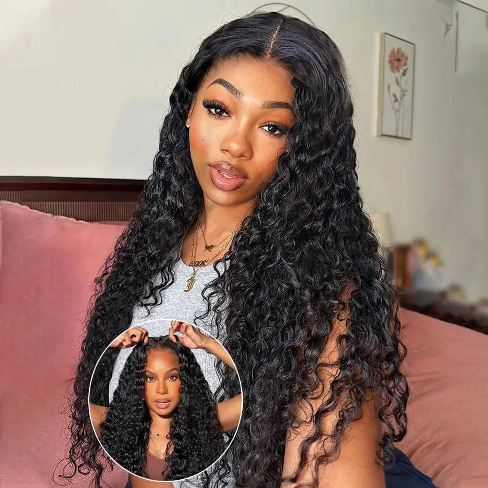 Lafino Glueless Wigs 13x4 Lace Frontal Curly Human Hair Wig Deep Wave Lace Front Wig 13x6 Water Wave Lace Front Wig Wear And Go