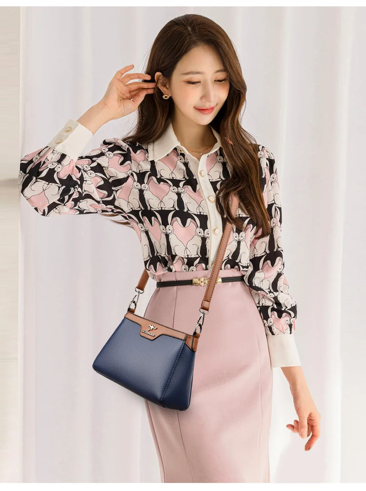 Luxury Designer Women's One Shoulder Crossbody Bag 2023 New 2 Straps Women's Handbag Wallet High Quality Leather Shoulder Bag