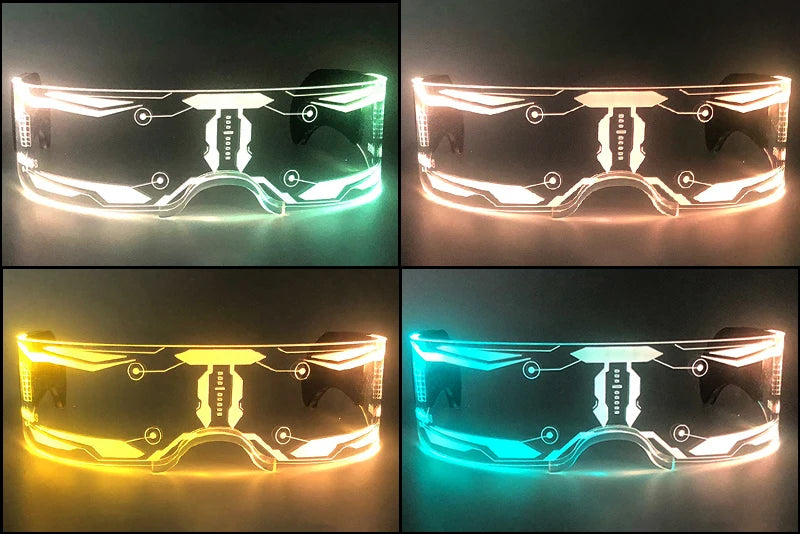 Acrylic LED Luminous Glasses Glow Party Glasses Neon Light Up Visor Eyeglasses DJ Bar Party Eyewear For Halloween Christmas