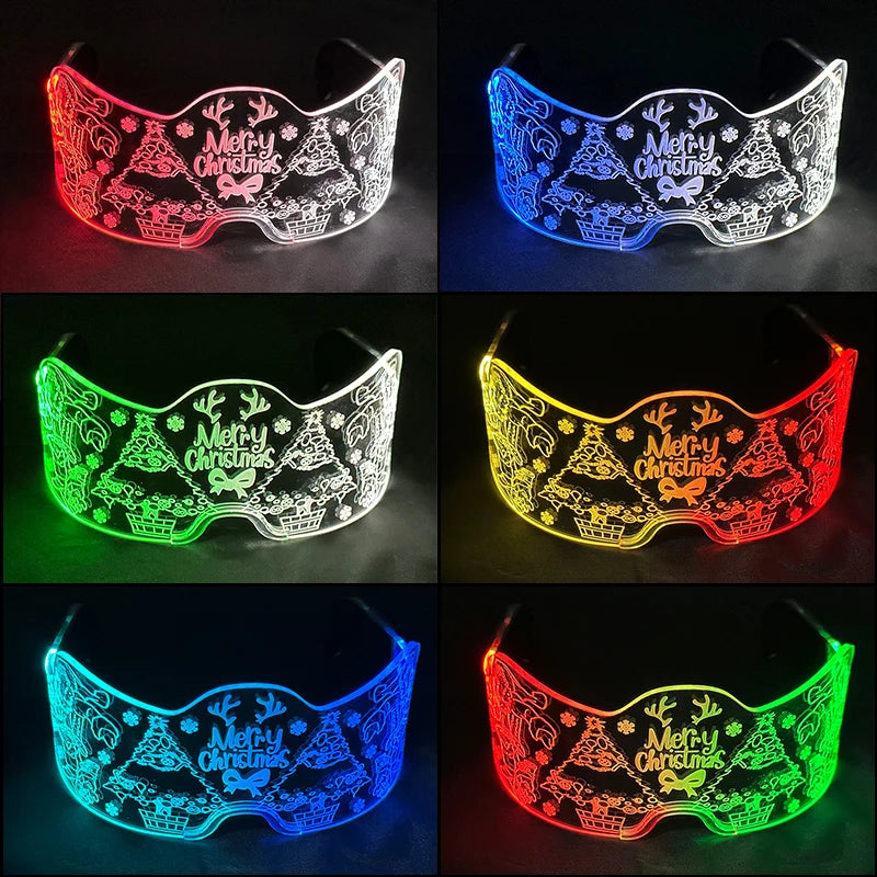 Acrylic LED Luminous Glasses Glow Party Glasses Neon Light Up Visor Eyeglasses DJ Bar Party Eyewear For Halloween Christmas