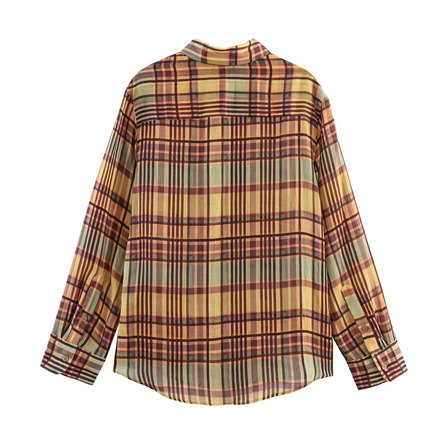 Ladies shirt 2025 new women's linen plaid shirt fashionable and elegant single-breasted design