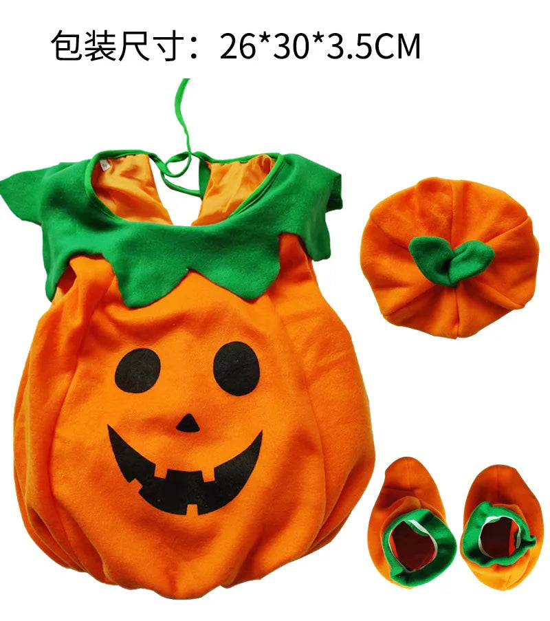 Halloween Costume for Kids Cute Pumpkin Jumpsuit with Hat and Shoe Cover Cotton Filled  Cosplay Performance Wear for Children's
