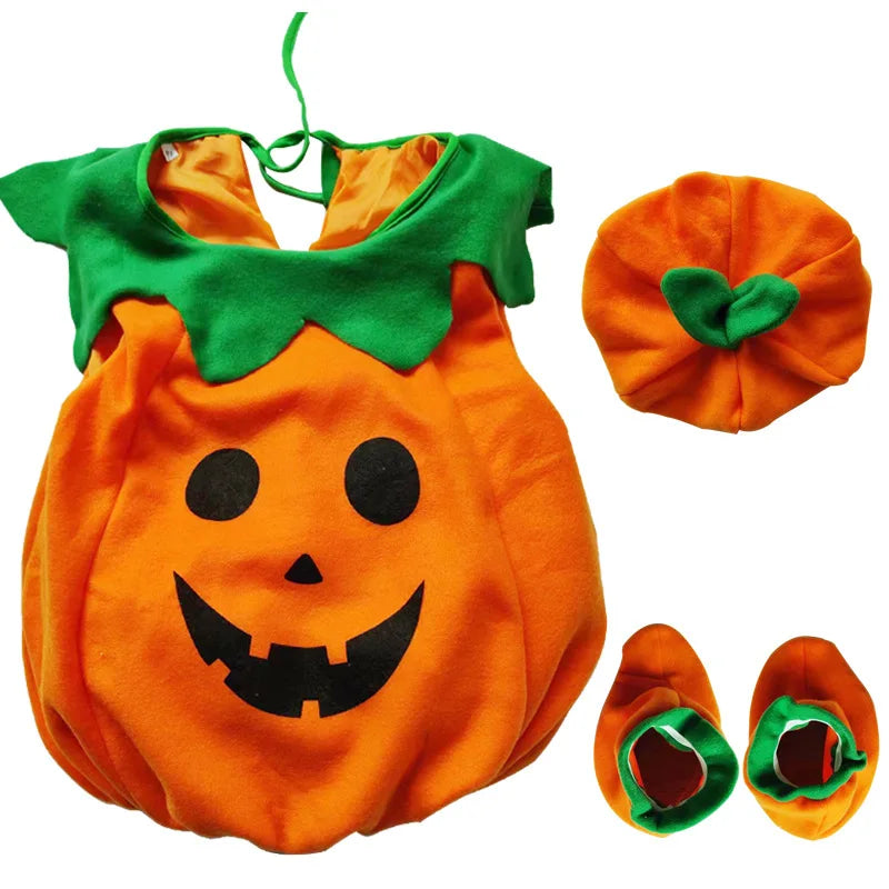 Halloween Costume for Kids Cute Pumpkin Jumpsuit with Hat and Shoe Cover Cotton Filled  Cosplay Performance Wear for Children's