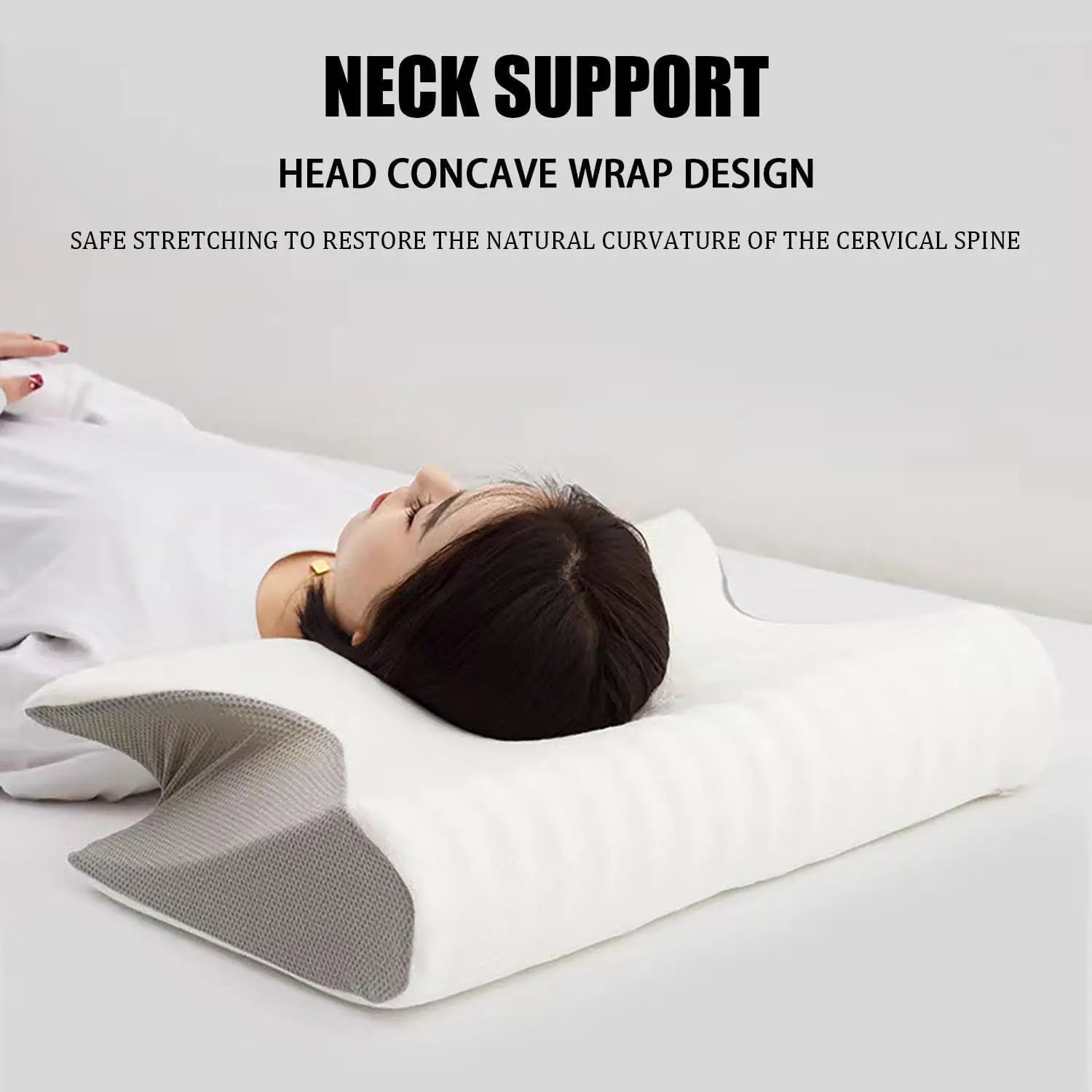 Releep Cervical Neck Pillow Neck Pain Relief Adjustable Contour Pillow for Sleeping Ergonomic Memory Foam Pillow Side Sleeper