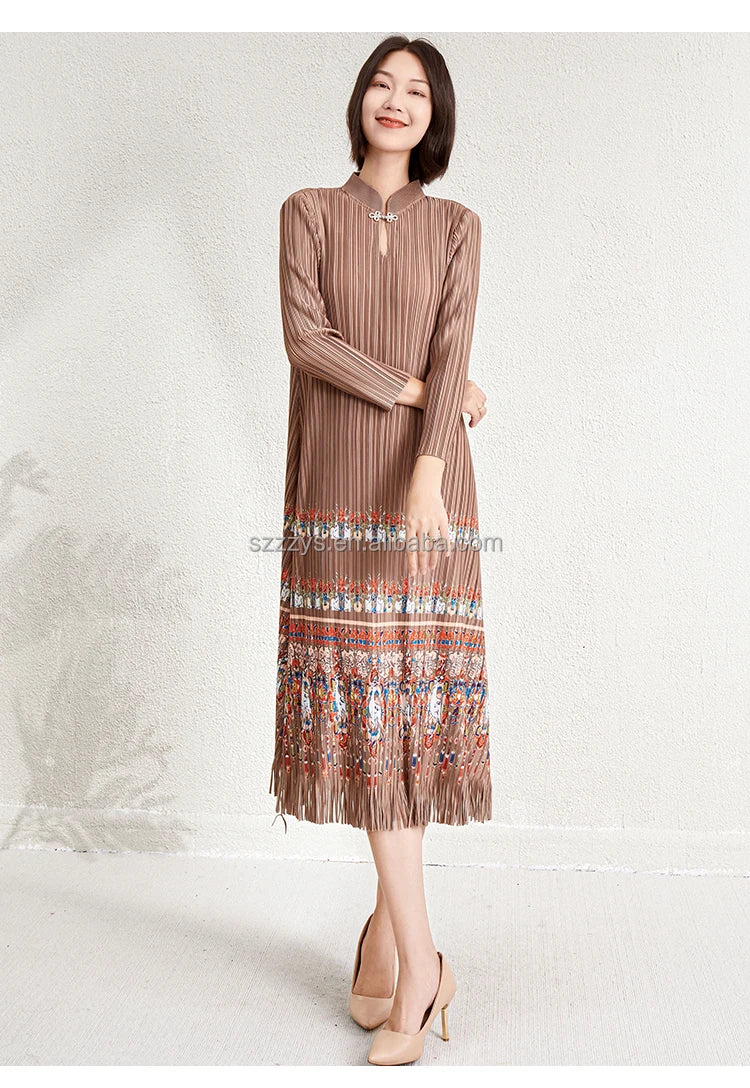 Ladies Dresses 2025 Elegant Casual Dresses Miyake Pleated Dresses